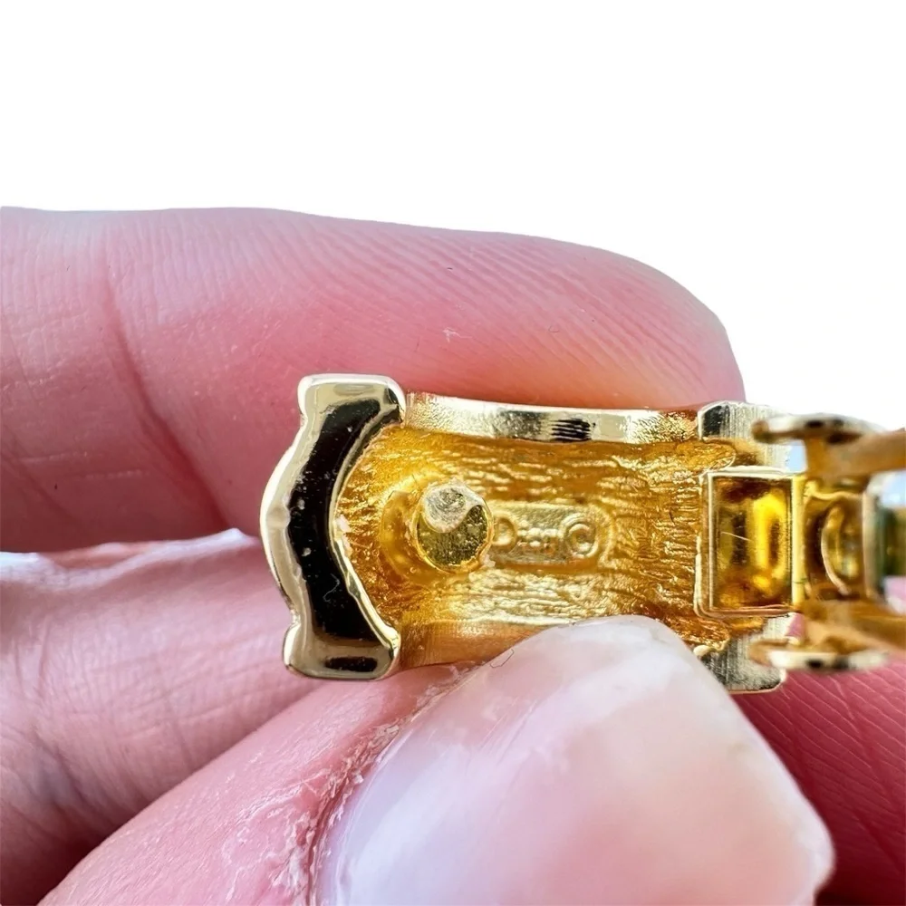 Vintage Christian Dior Earrings, Gold-tone Clip with Textured Design